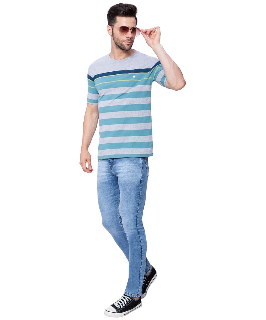 Authenzaa Men Round Neck T-Shirt SFRNT003 Grey Melange  