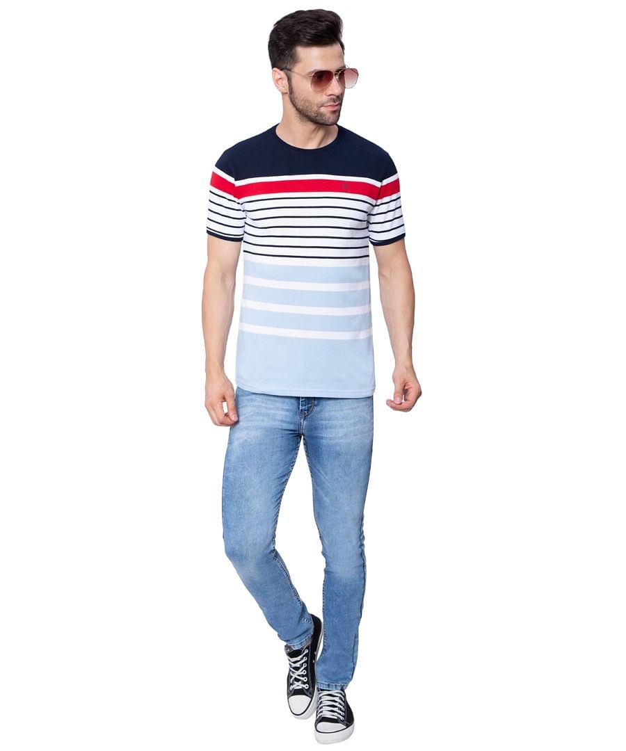 Authenzaa Men Round Neck T-Shirt SFRNT003 Navy Blue 