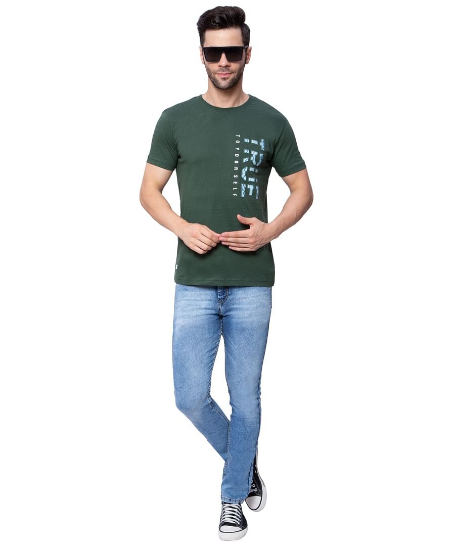Authenzaa Men Round Neck T-Shirt SFRNT004 Dark Green 