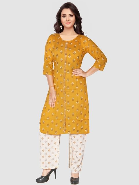 Authenzaa Women Kurti SFAKS001 Yellow 