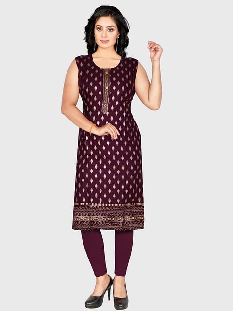 Authenzaa Women Kurti SFAKT008 Dark Purple 
