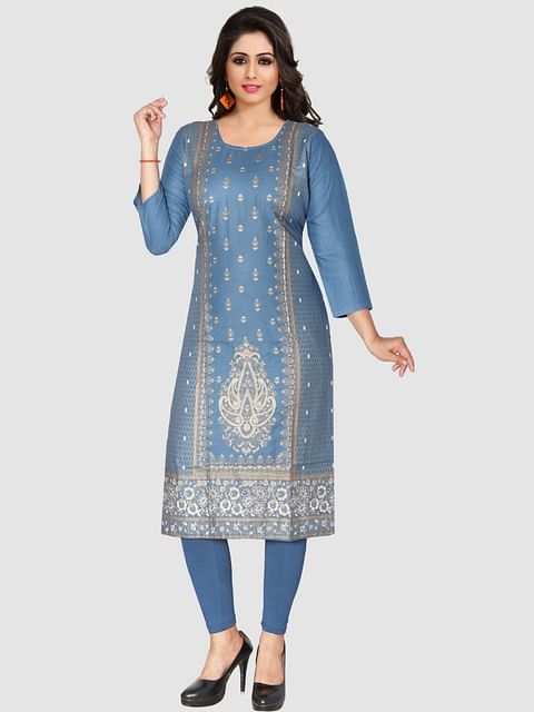 Authenzaa Women Kurti SFAKT008 Dark Blue 