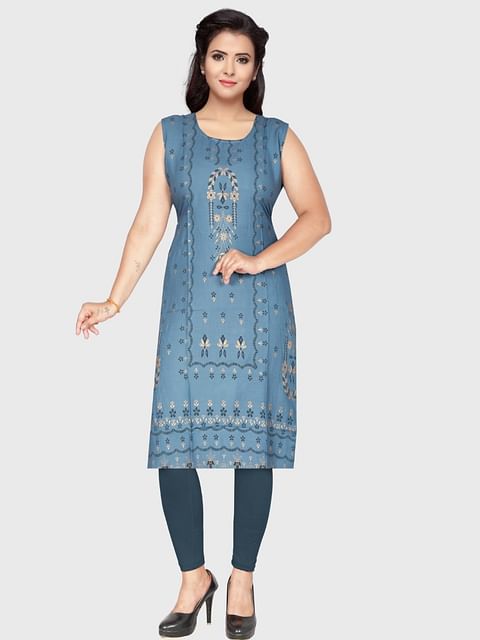 Authenzaa Women Kurti SFAKT008 Light Blue 