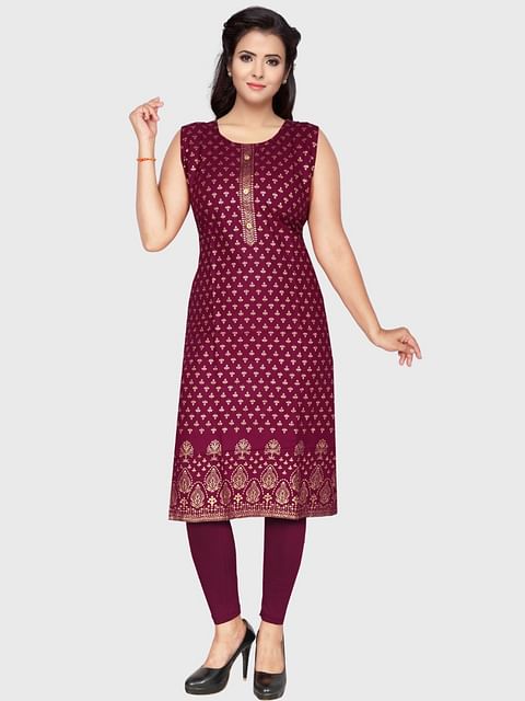 Authenzaa Women Kurti SFAKT008 Maroon 