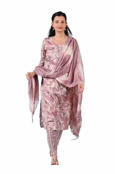 Authenzaa Women 3Pcs Kurti Set SFBKS001 Lavender 