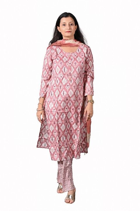 Authenzaa Women 3Pcs Kurti Set SFBKS001 Onion Pink 