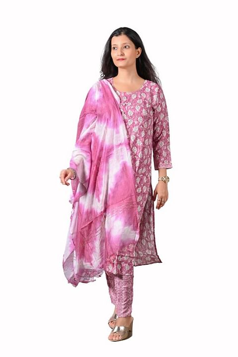 Authenzaa Women 3Pcs Kurti Set SFBKS003 Pink 