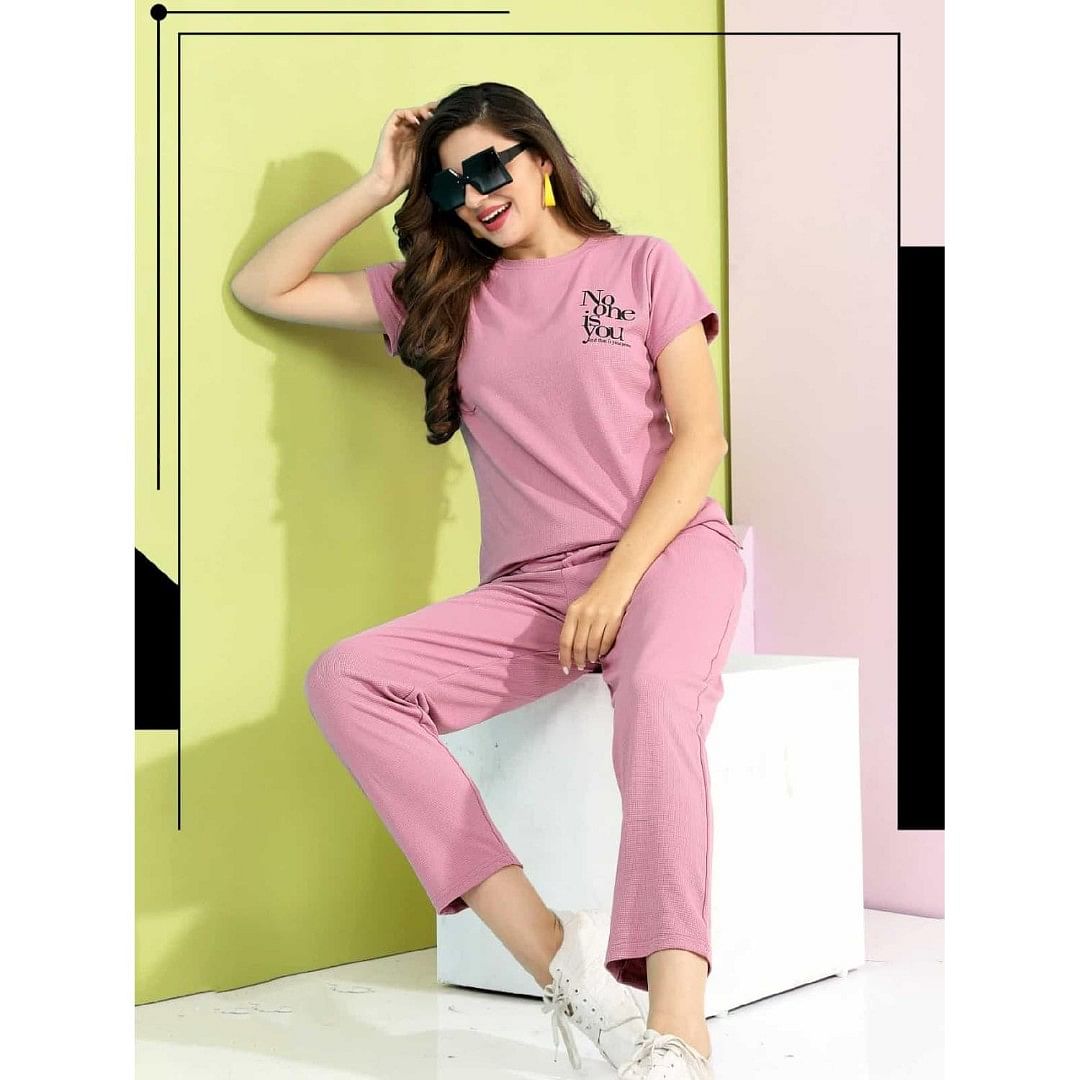 Authenzaa Women 2PC Night Wear AC2N001 Pink