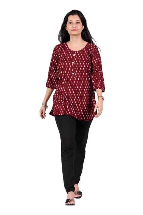 Authenzaa Women Short Kurti SFBKT008 Brown 