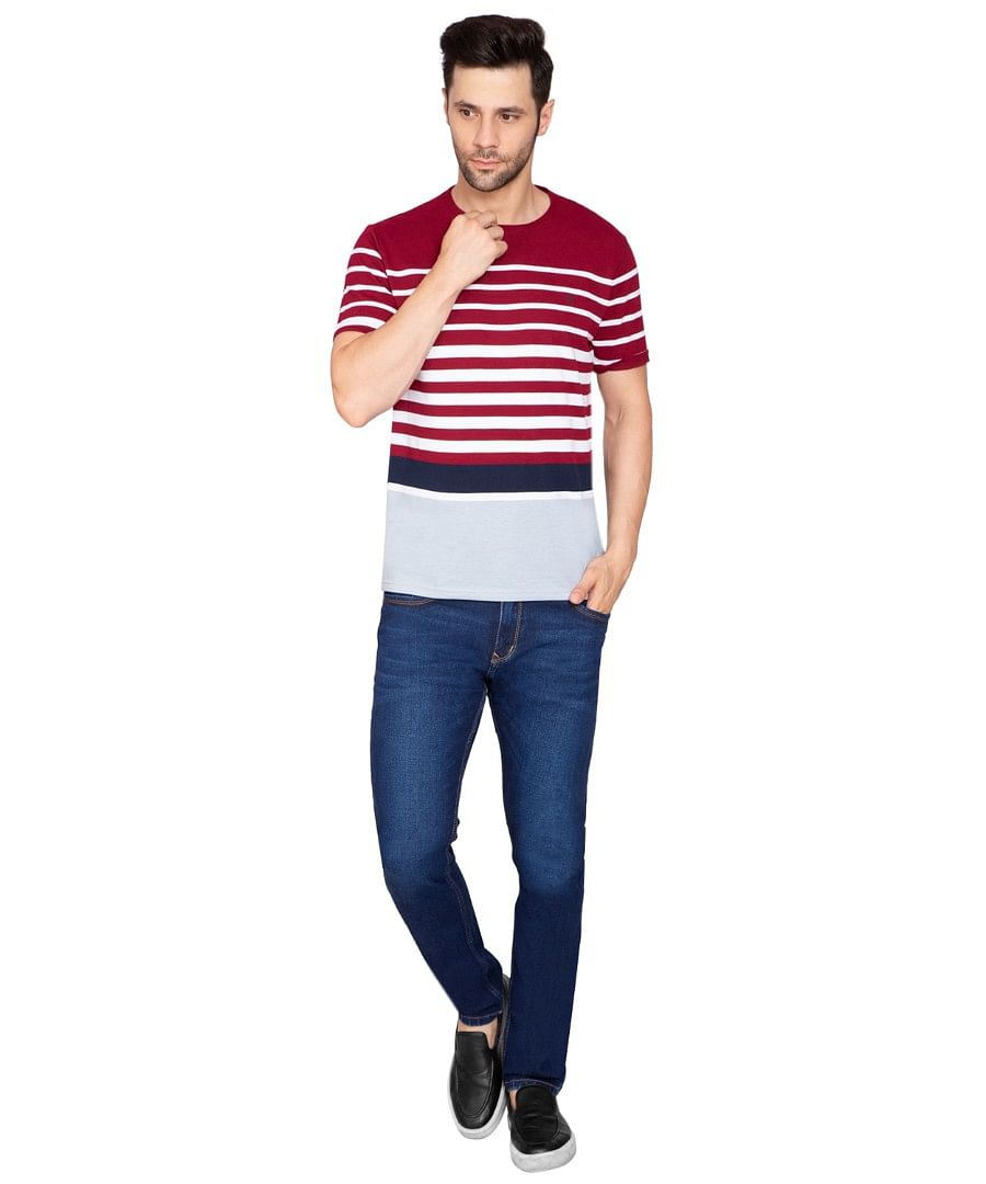 Authenzaa Men Round Neck T-Shirt SFRNT005 Maroon 