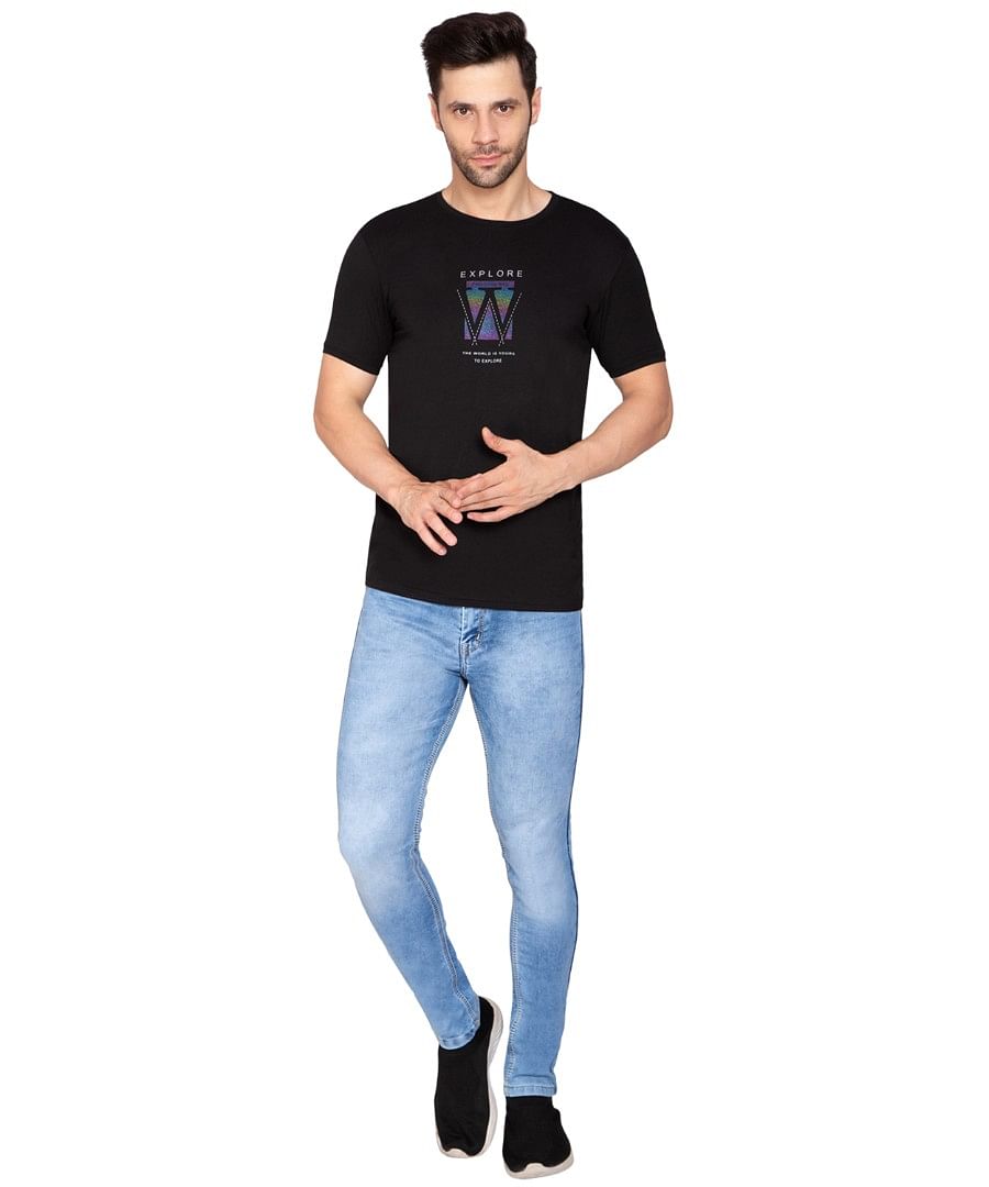 Authenzaa Men Round Neck T-Shirt SFRNT007 Black 