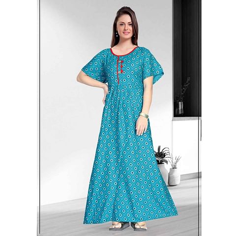 Authenzaa Women Nighty SMWN012 Sky Blue 