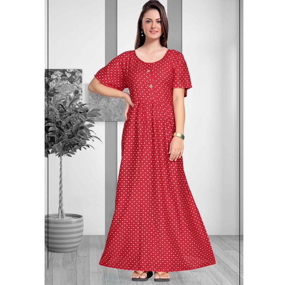 Authenzaa Women Nighty SMWN013 Red 