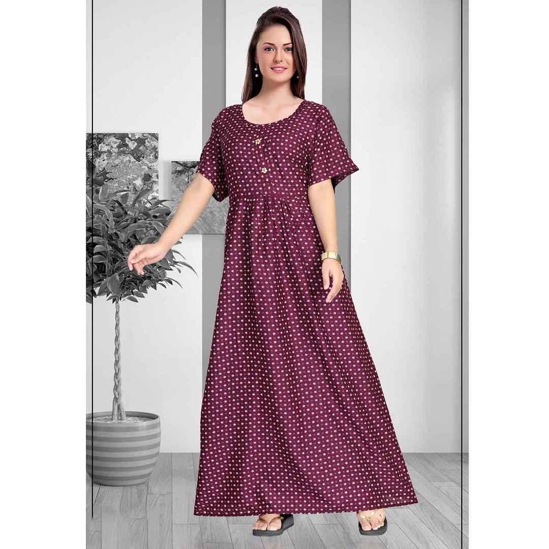 Authenzaa Women Nighty SMWN013 Wine 