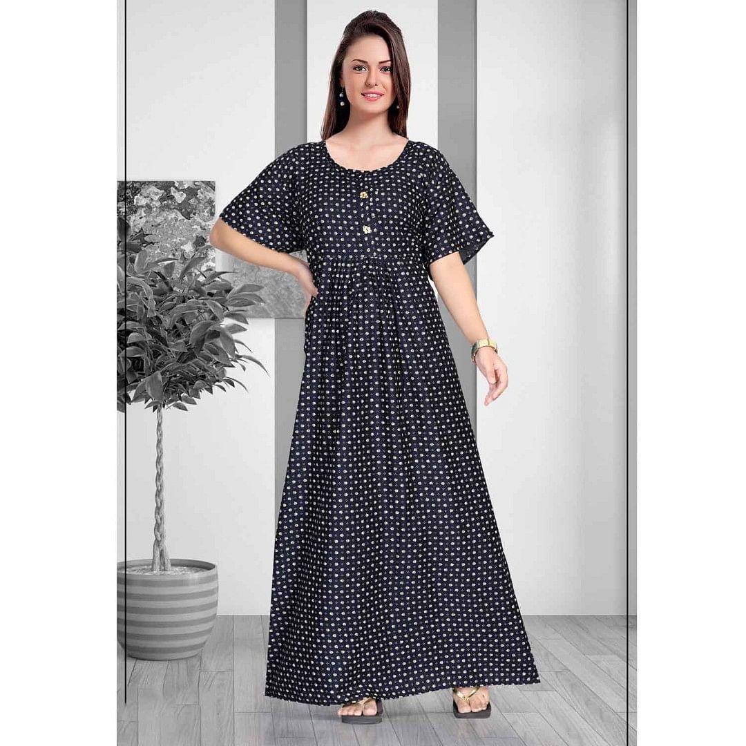 Authenzaa Women Nighty SMWN013 Navy 