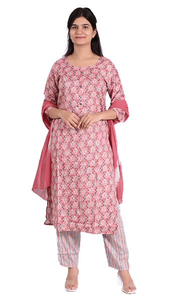 Authenzaa Women 3Pcs Kurti Set SFBKS005 Peach 