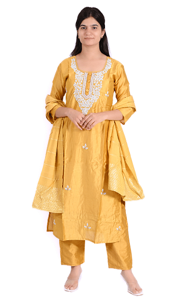 Authenzaa Women 3Pcs Kurti Set SFBKS011 Golden 