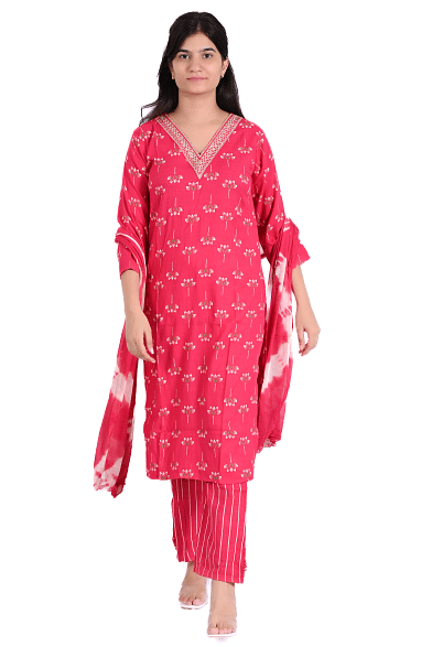 Authenzaa Women 3Pcs Kurti Set SFBKS016 Rani 