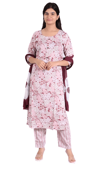 Authenzaa Women 3Pcs Kurti Set SFBKS018 Pink 
