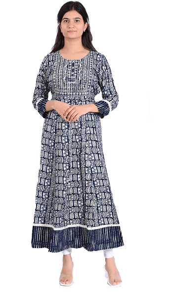 Authenzaa Women Kurti SFBKT014 Navy Blue 