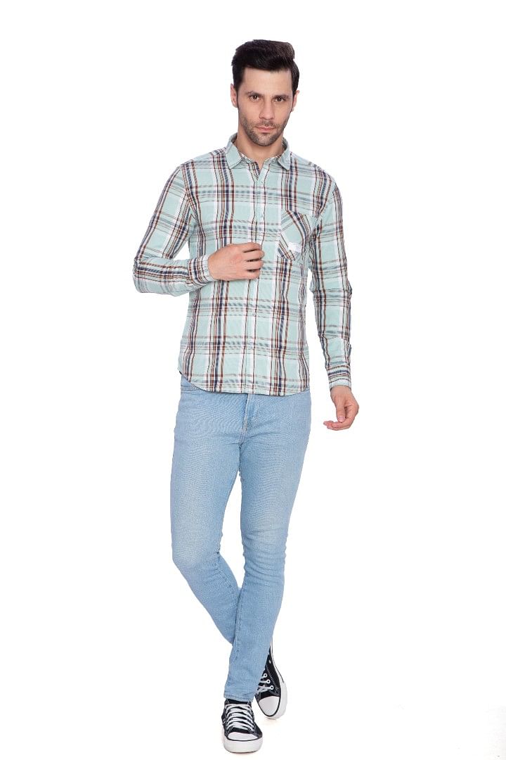 Authenzaa Men Casual Shirt SFCS007, Pista