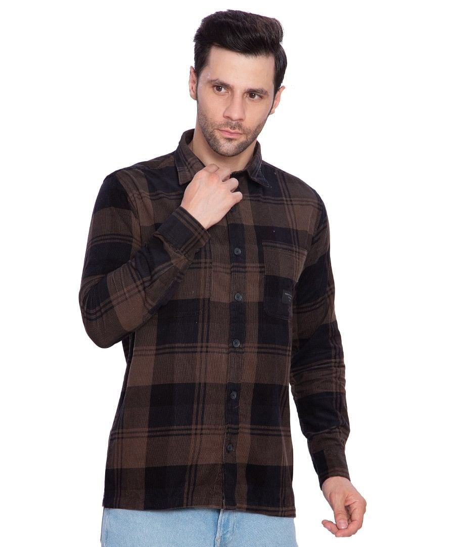 Authenzaa Men Casual Shirt SFCS009, Brown