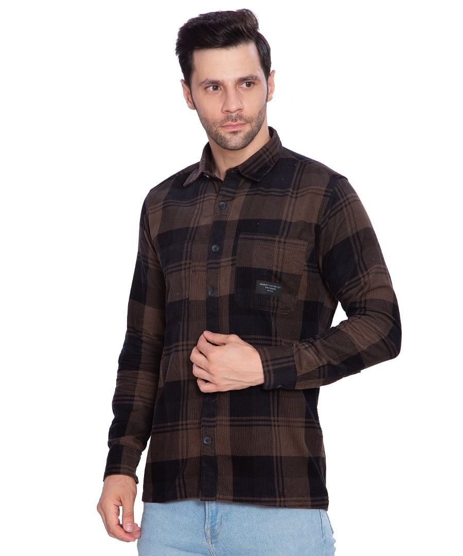 Authenzaa Men Casual Shirt SFCS009, Brown