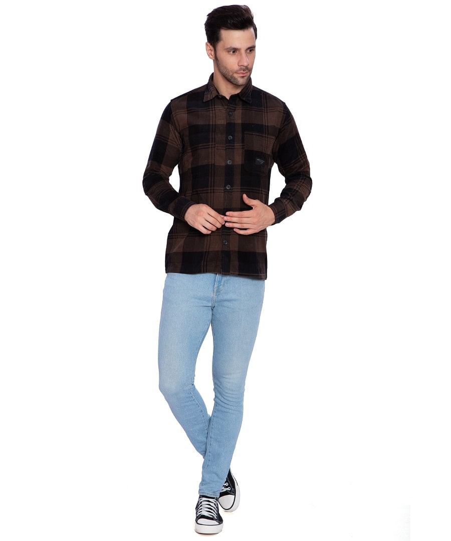 Authenzaa Men Casual Shirt SFCS009, Brown