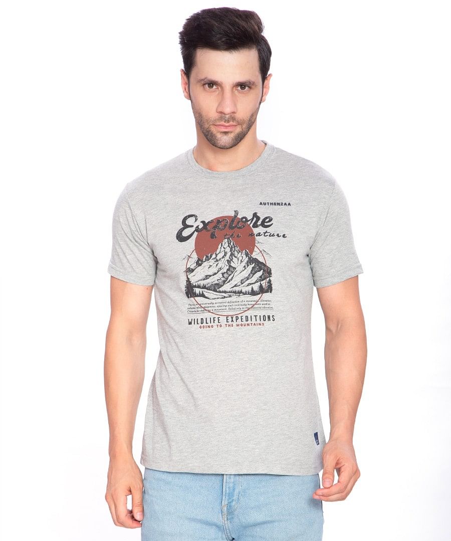 Authenzaa Casual Round Neck T-Shirt ARRNT003 GREY 