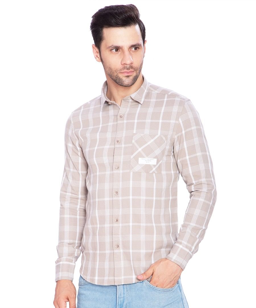 Authenzaa Men Casual Shirt SFCS004, Brown