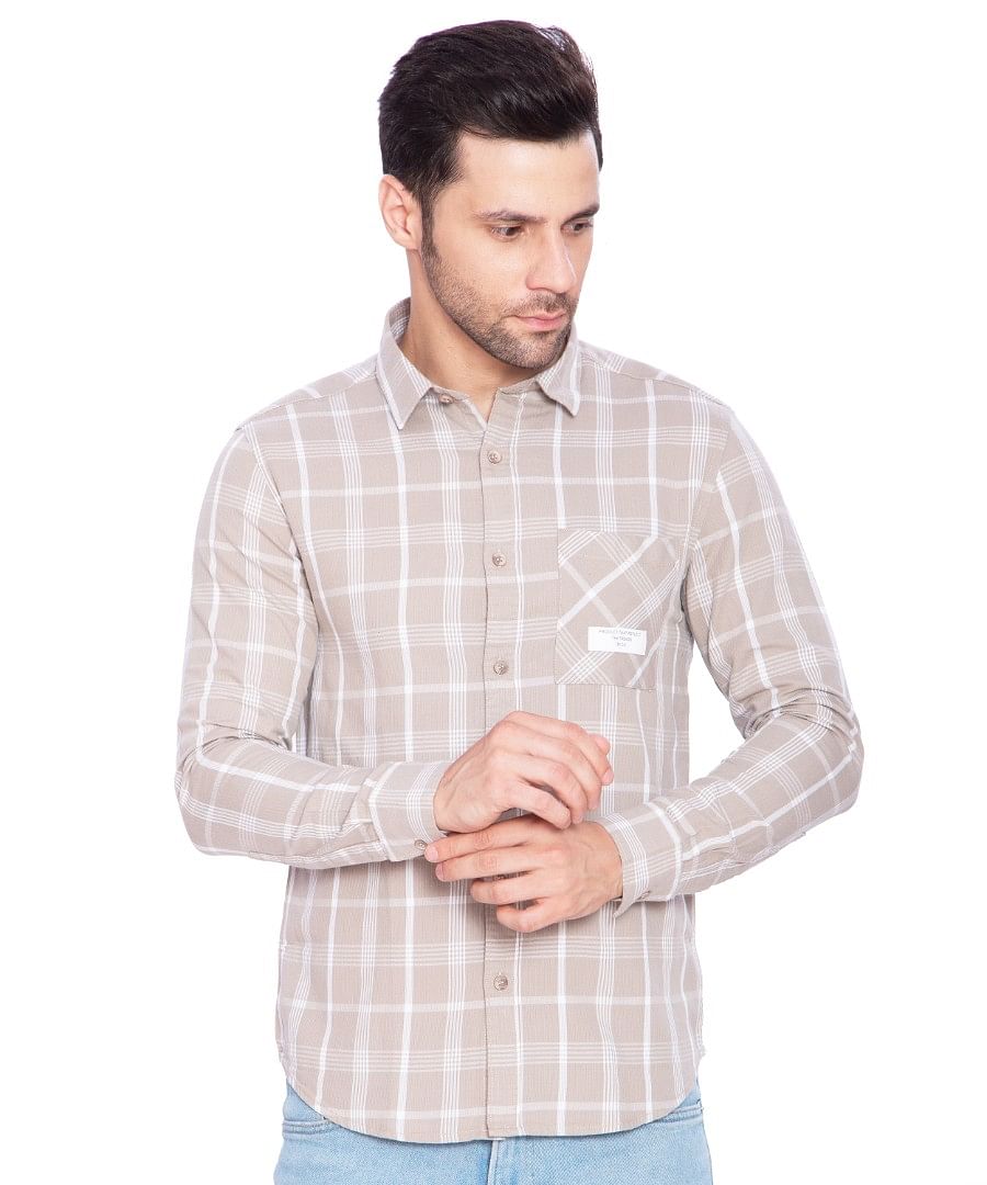 Authenzaa Men Casual Shirt SFCS004, Brown