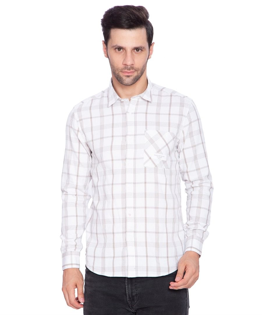 Authenzaa Men Casual Shirt SFCS004, White