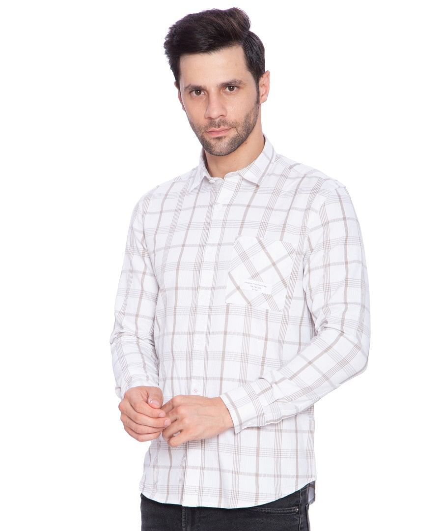 Authenzaa Men Casual Shirt SFCS004, White