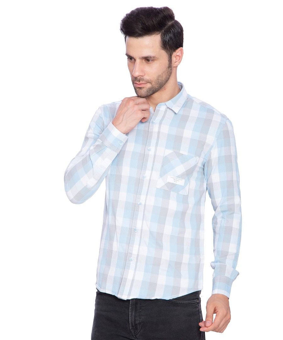 Authenzaa Men Casual Shirt SFCS005, Sky