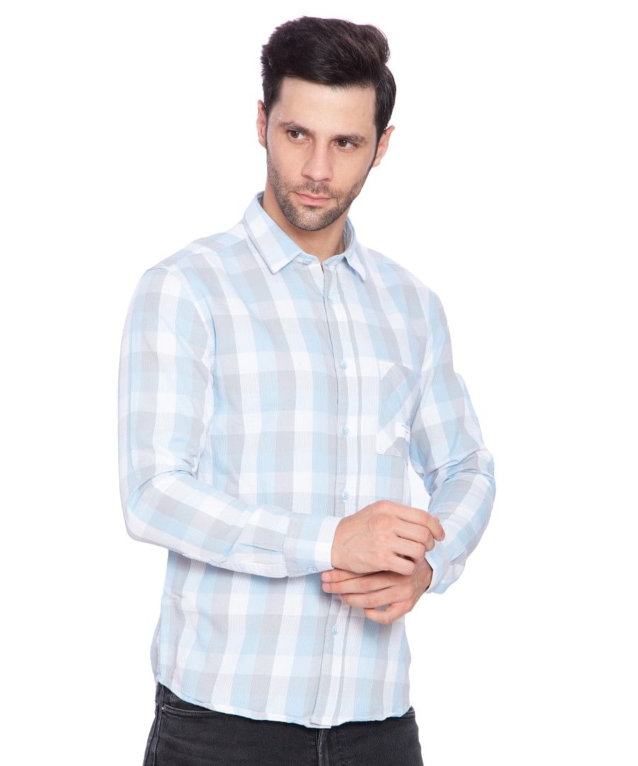 Authenzaa Men Casual Shirt SFCS005, Sky