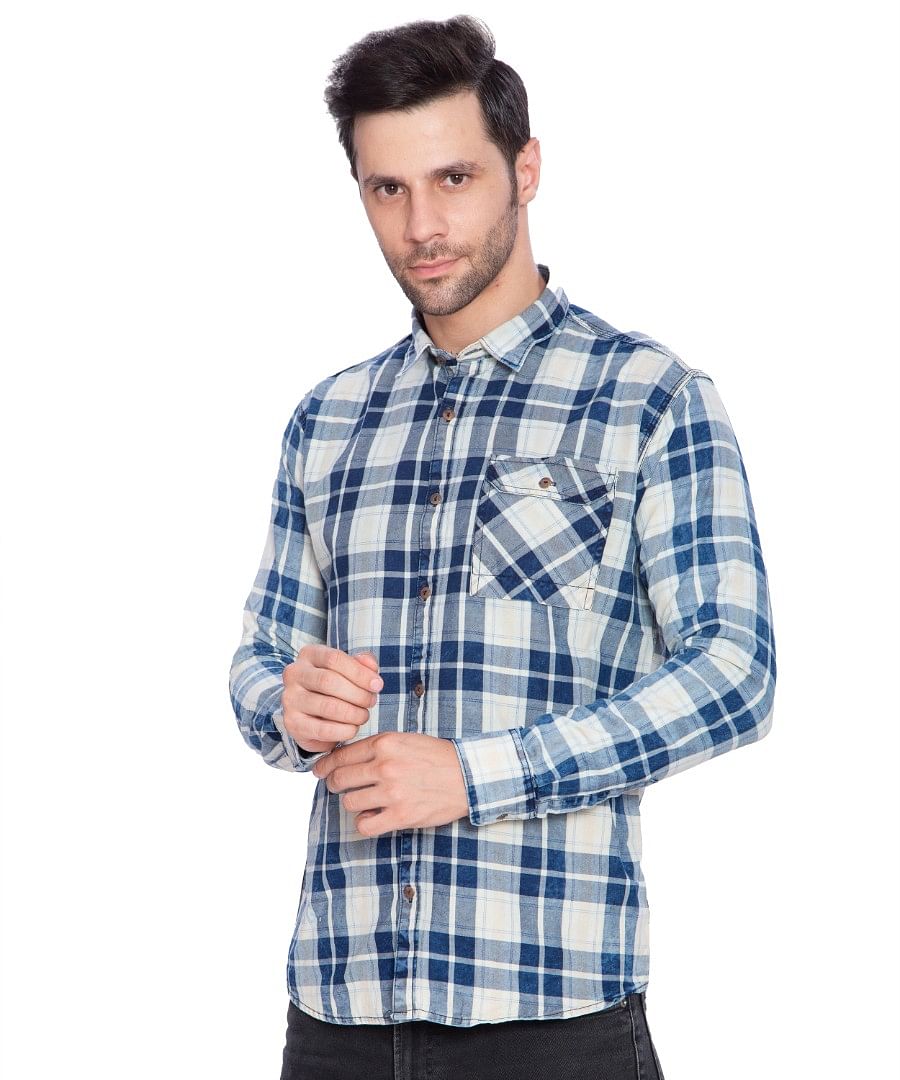 Authenzaa Men Casual Shirt SFCS003, Blue