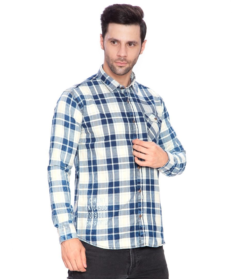 Authenzaa Men Casual Shirt SFCS003, Blue