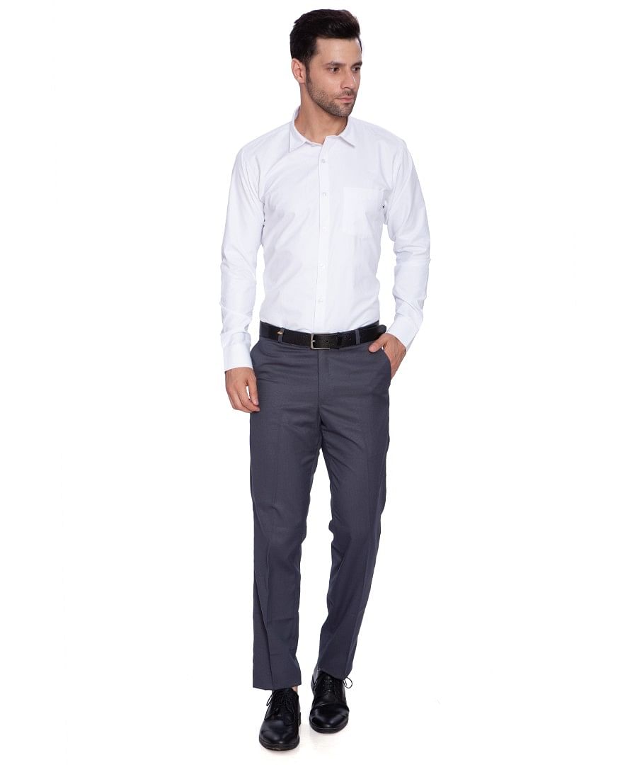 Authenzaa Men Formal Trouser FR-FT0024, Steel Blue