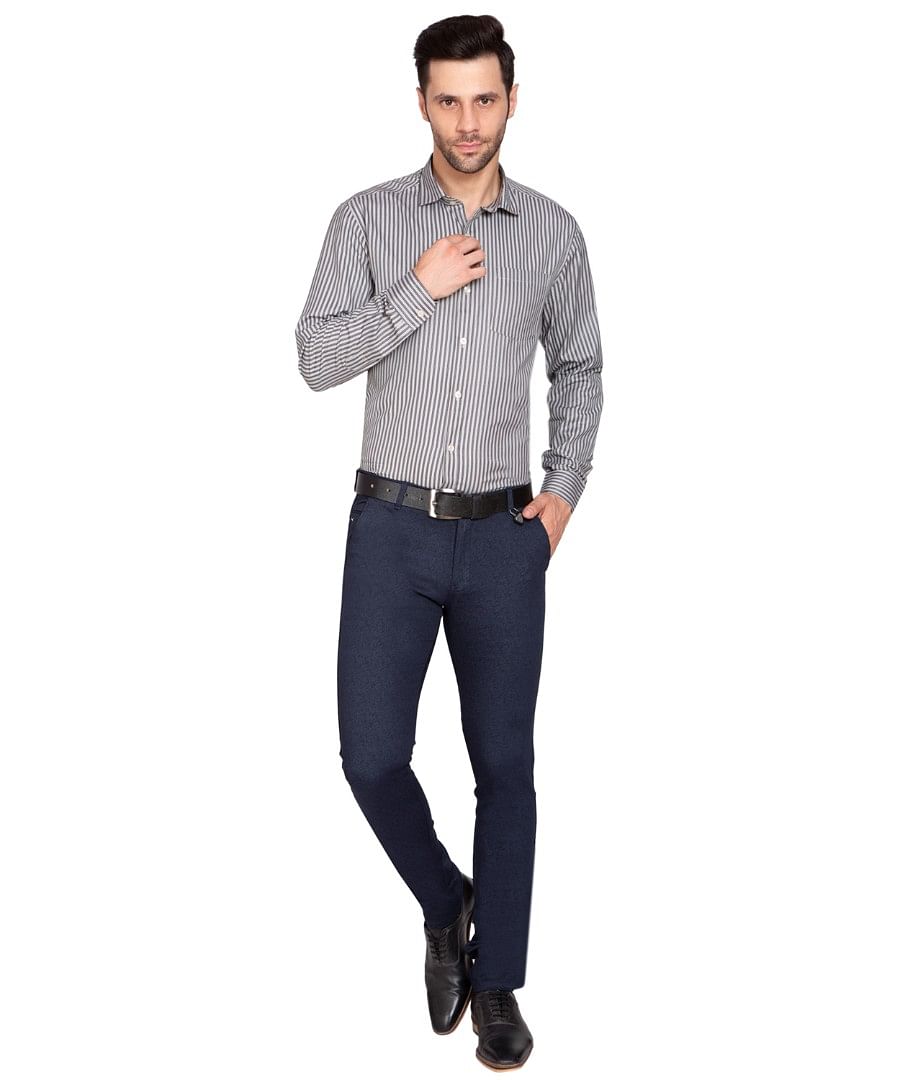 Authenzaa Men Casual Trouser CS-AT0003, Navy Blue