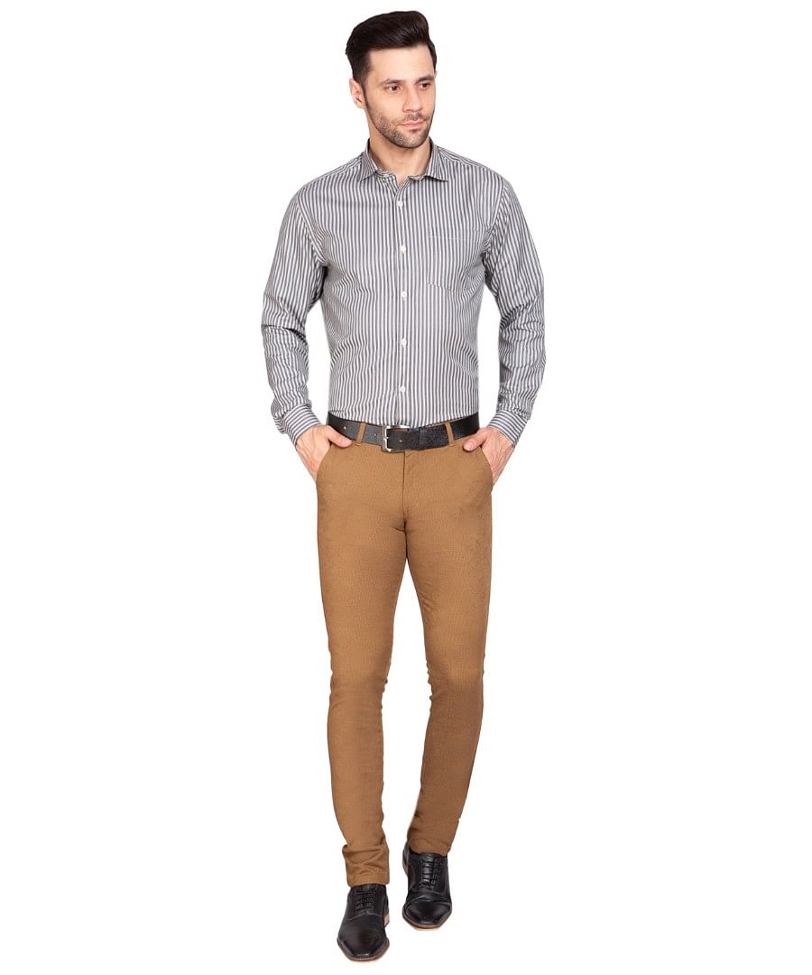 Authenzaa Men Casual Trouser CS-SC0005, Light Brown