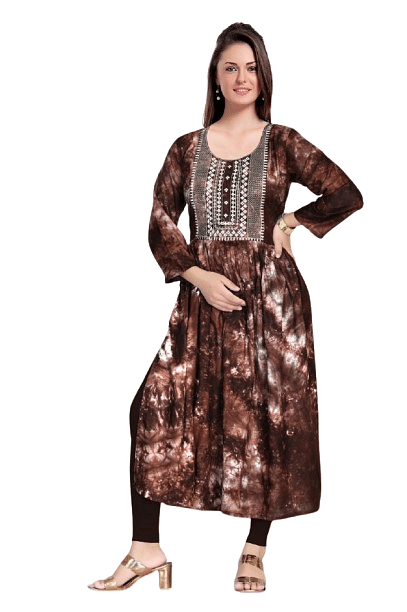 Authenzaa Women Kurti SMCKT005 Coffee 