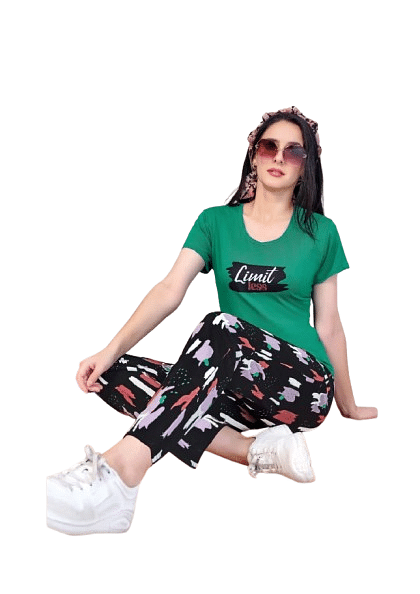 Authenzaa Women 2Pc Nighty AC2N004 Bottle Green  