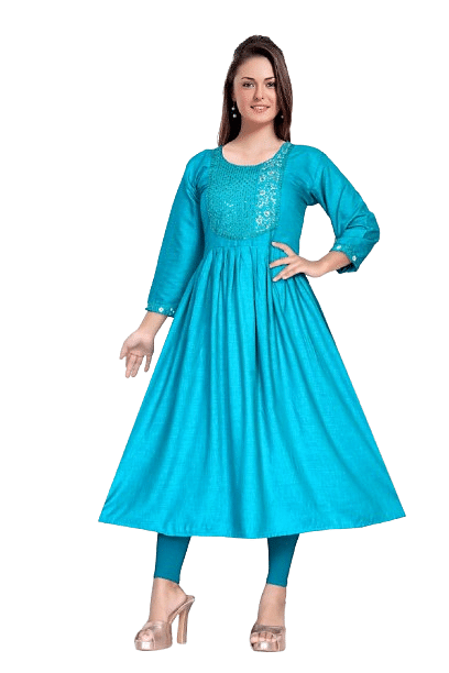 Authenzaa Women Kurti SMCKT009 Sky Blue 