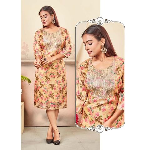 Authenzaa Women Kurti AFKT007 Yellow 