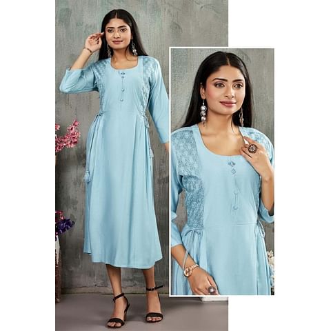 Authenzaa Women Kurti AFKT008 Sky 