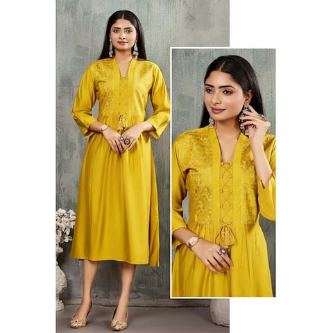 Authenzaa Women Kurti AFKT008 Yellow 