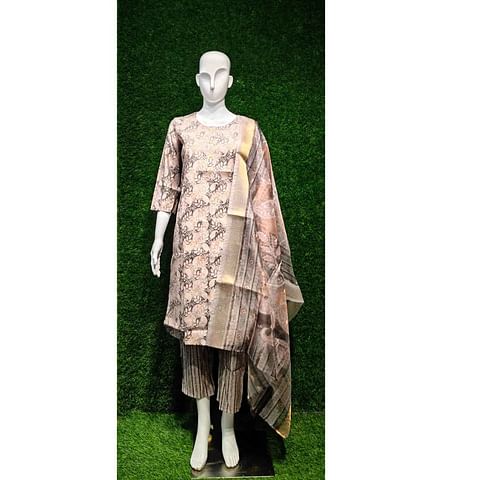 Authenzaa Women 3Pcs Kurti Set ATKS004 Grey 