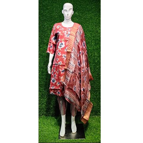 Authenzaa Women 3Pcs Kurti Set ATKS004 Maroon 