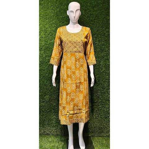 Authenzaa Women Kurti ATKT026 Yellow  