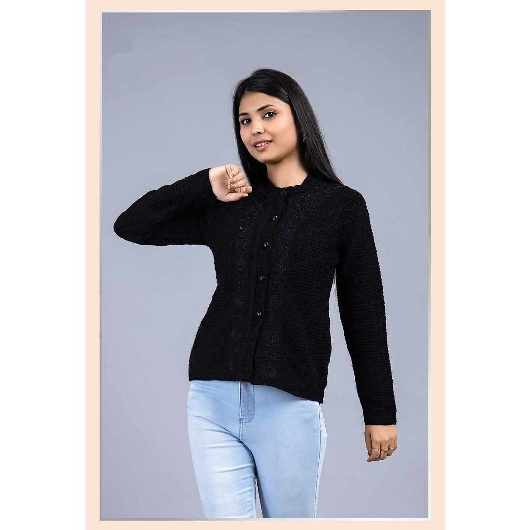 Authenzaa Women Cardigan WCMC001 Black  